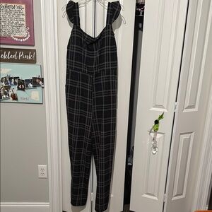 Black and White Windowpane Jumpsuit with Relaxed Fit